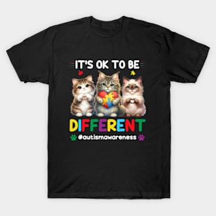 It's OK To Be Different Autism Awareness Cats T-Shirt